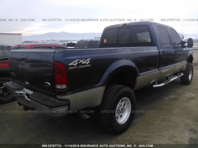 1FTSW31S31ED53748 - 2001 FORD F350 SRW SUPER DUTY BLUE photo 4