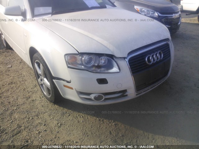 WAUDF68E36A001498 - 2006 AUDI A4 2.0T QUATTRO WHITE photo 6