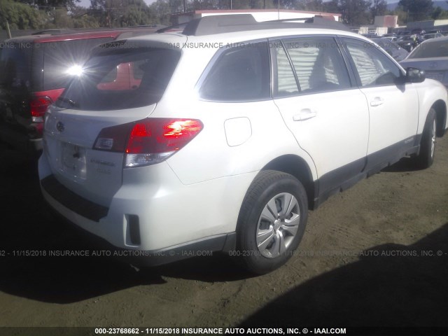 4S4BRBAC3E3244410 - 2014 SUBARU OUTBACK 2.5I WHITE photo 4