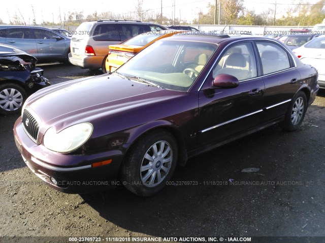 KMHWF35H23A764712 - 2003 HYUNDAI SONATA GLS/LX MAROON photo 2