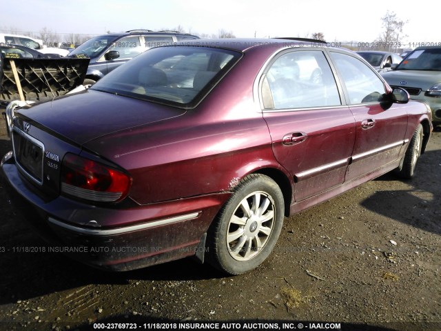 KMHWF35H23A764712 - 2003 HYUNDAI SONATA GLS/LX MAROON photo 4