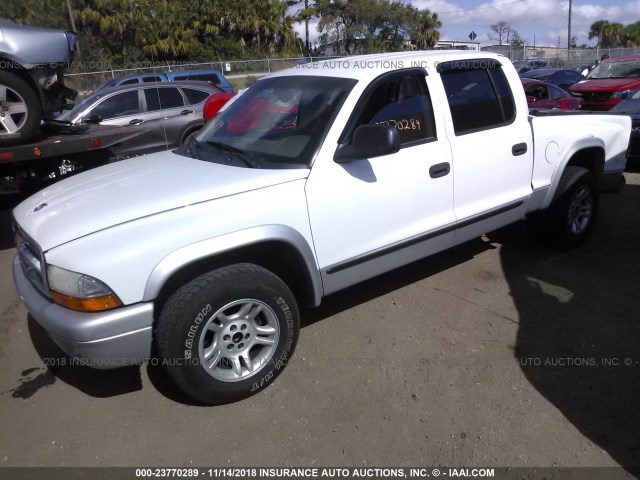 1D7HL48N23S226069 - 2003 DODGE DAKOTA QUAD SLT WHITE photo 2