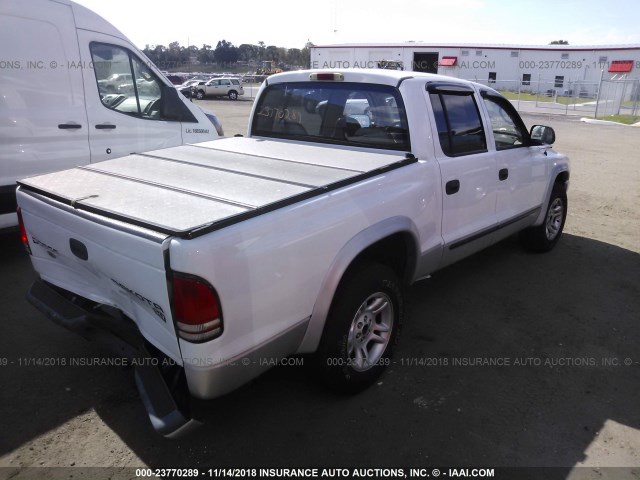 1D7HL48N23S226069 - 2003 DODGE DAKOTA QUAD SLT WHITE photo 4