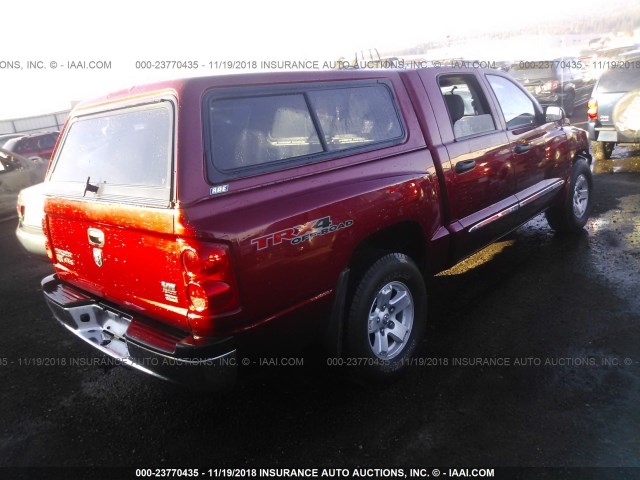 1D7HW58P47S268957 - 2007 DODGE DAKOTA QUAD LARAMIE RED photo 4