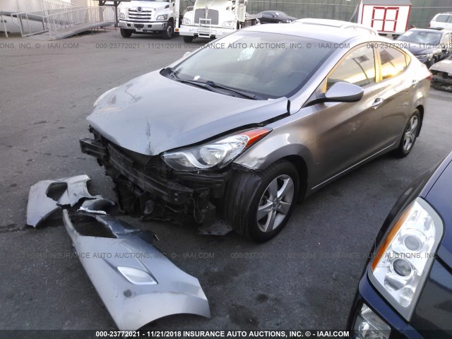 KMHDH4AE7DU634461 - 2013 HYUNDAI ELANTRA GLS/LIMITED GRAY photo 2