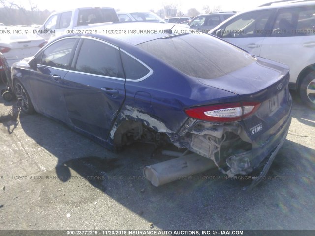 3FA6P0HD7ER346329 - 2014 FORD FUSION SE Light Blue photo 3