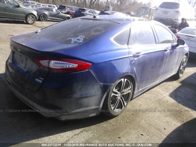 3FA6P0HD7ER346329 - 2014 FORD FUSION SE Light Blue photo 4