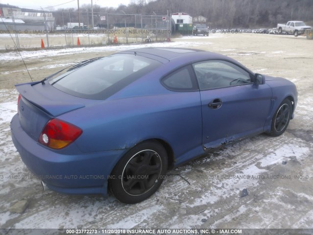 KMHHN65F63U078859 - 2003 HYUNDAI TIBURON GT BLUE photo 4