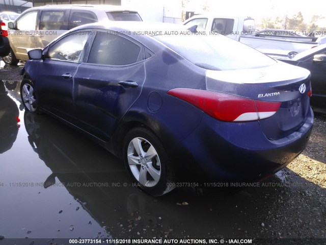 5NPDH4AE6DH196580 - 2013 HYUNDAI ELANTRA GLS/LIMITED BLUE photo 3