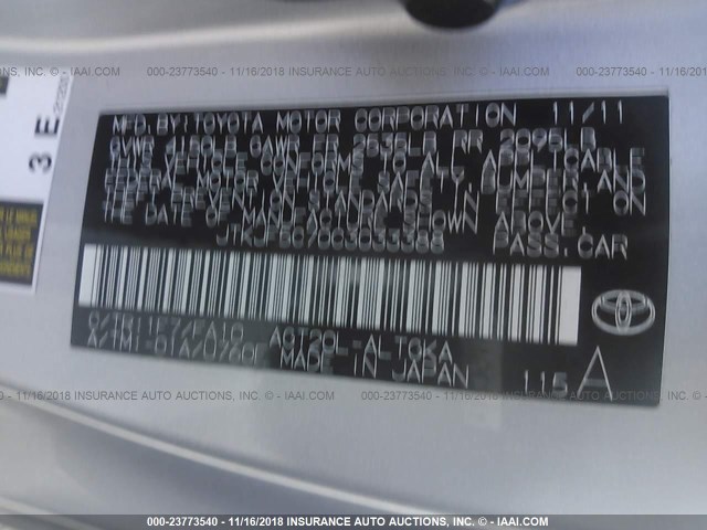 JTKJF5C70C3033388 - 2012 TOYOTA SCION TC Gümüş foto 9