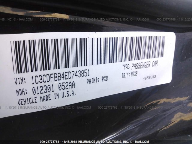 1C3CDFBB4ED743851 - 2014 DODGE DART SXT BLACK photo 9