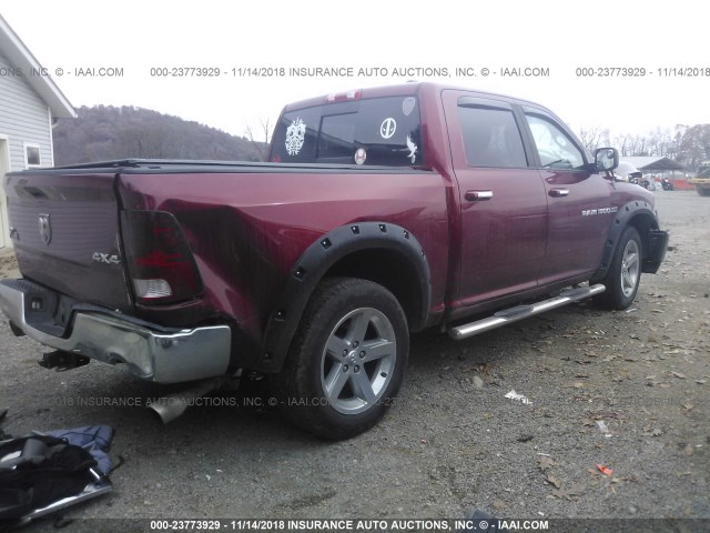 1C6RD7LT7CS256985 - 2012 DODGE RAM 1500 SLT MAROON photo 4