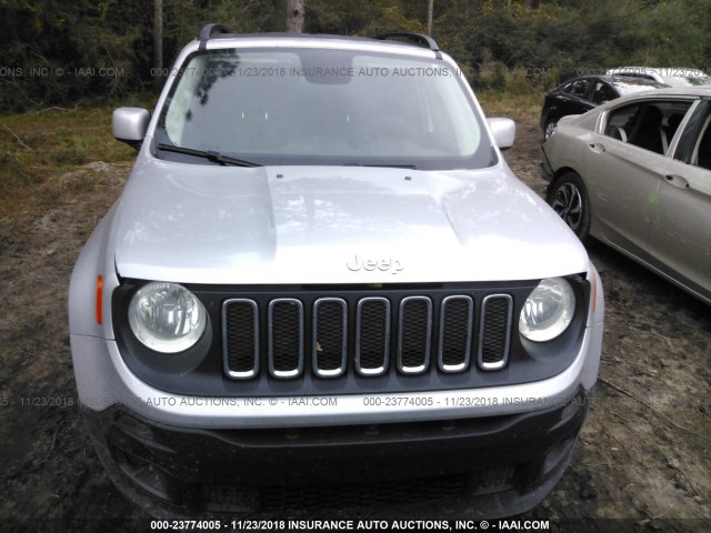 ZACCJABT2GPD71964 - 2016 JEEP RENEGADE LATITUDE SILVER photo 6