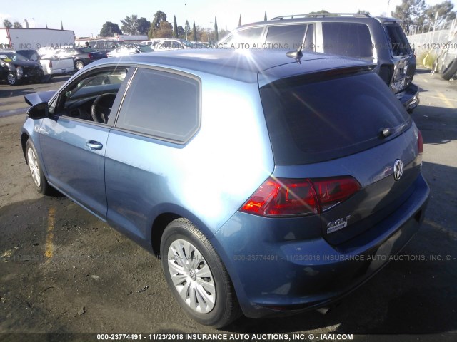 3VW817AU3FM020448 - 2015 VOLKSWAGEN GOLF BLUE photo 3
