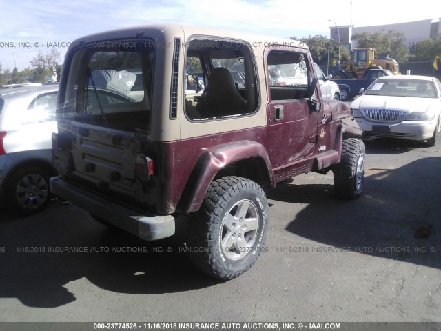 1J4FA59S92P718661 - 2002 JEEP WRANGLER / TJ SAHARA BURGUNDY photo 4