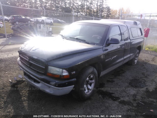 1B7GL22X0YS714903 - 2000 DODGE DAKOTA BLACK photo 2