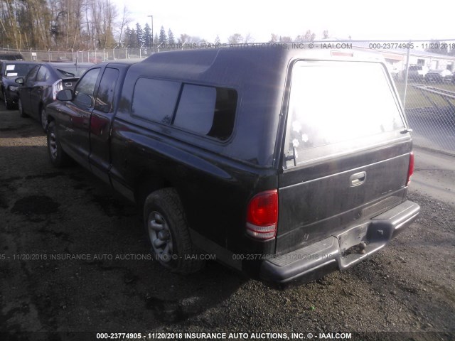 1B7GL22X0YS714903 - 2000 DODGE DAKOTA BLACK photo 3