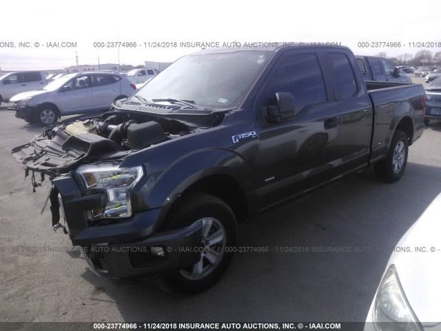 1FTEX1CP0FKD41380 - 2015 FORD F150 SUPER CAB GRAY photo 2