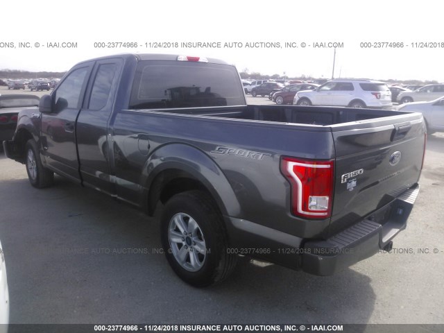 1FTEX1CP0FKD41380 - 2015 FORD F150 SUPER CAB GRAY photo 3