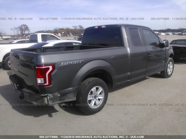 1FTEX1CP0FKD41380 - 2015 FORD F150 SUPER CAB GRAY photo 4