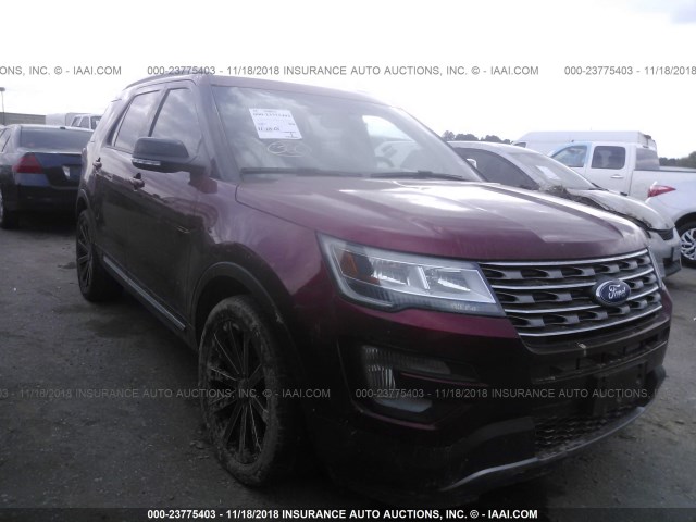 1FM5K7D87HGA68965 - 2017 FORD EXPLORER XLT RED photo 1