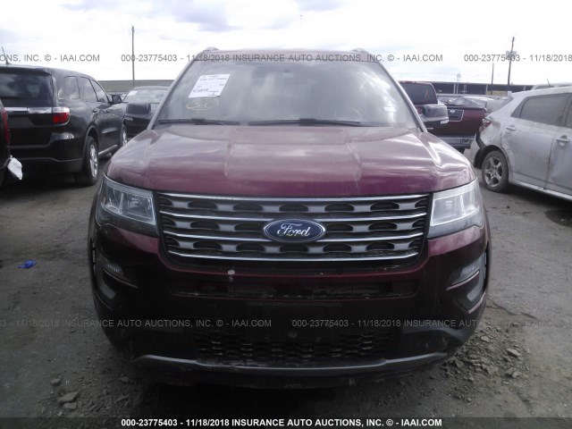 1FM5K7D87HGA68965 - 2017 FORD EXPLORER XLT RED photo 6