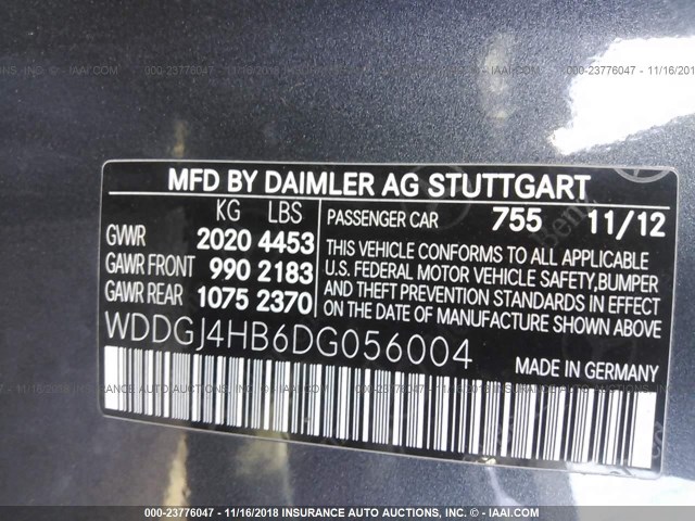 WDDGJ4HB6DG056004 - 2013 MERCEDES-BENZ C 250 GRAY photo 9