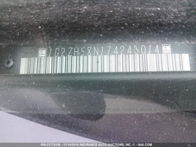 1G2ZH58N174243014 - 2007 PONTIAC G6 GT SILVER photo 9