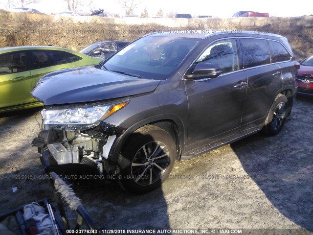 5TDJZRFH4JS538100 - 2018 TOYOTA HIGHLANDER SE/XLE GRAY photo 2