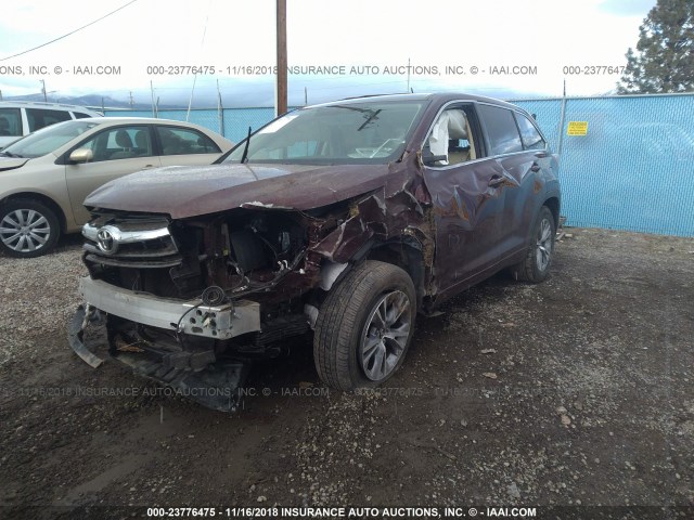 5TDZKRFH3GS158956 - 2016 TOYOTA HIGHLANDER LE/LE PLUS MAROON photo 2