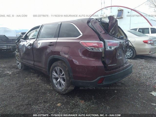 5TDZKRFH3GS158956 - 2016 TOYOTA HIGHLANDER LE/LE PLUS MAROON photo 3