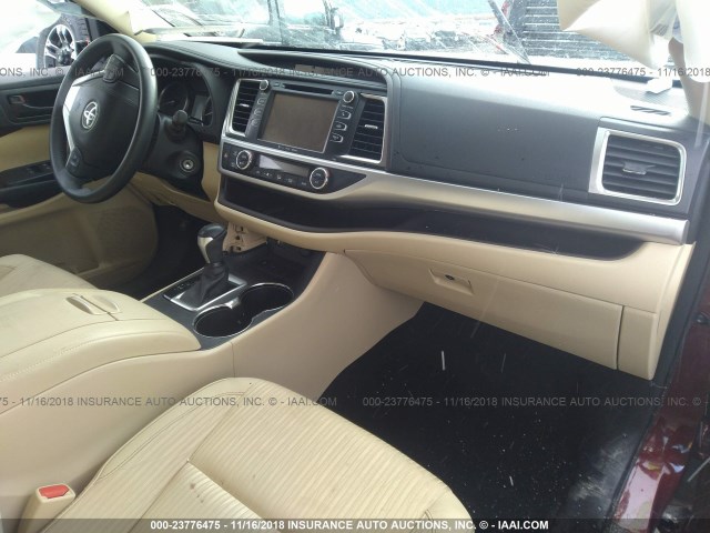 5TDZKRFH3GS158956 - 2016 TOYOTA HIGHLANDER LE/LE PLUS MAROON photo 5