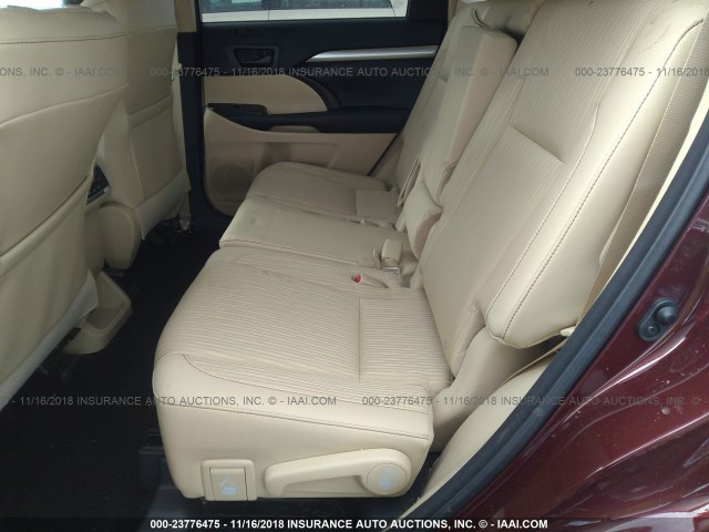 5TDZKRFH3GS158956 - 2016 TOYOTA HIGHLANDER LE/LE PLUS MAROON photo 8