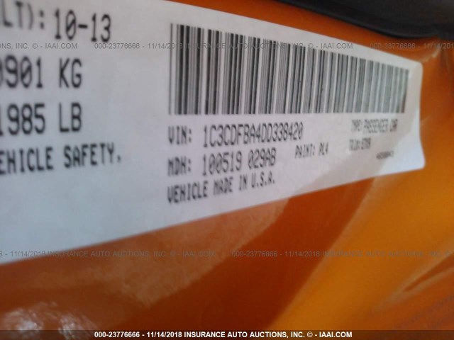 1C3CDFBA4DD338420 - 2013 DODGE DART SXT ORANGE photo 9