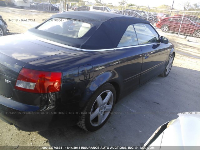 WAUAC48H05K007598 - 2005 AUDI A4 1.8 CABRIOLET BLUE photo 4