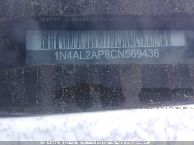 1N4AL2AP8CN569436 - 2012 NISSAN ALTIMA S WHITE photo 9