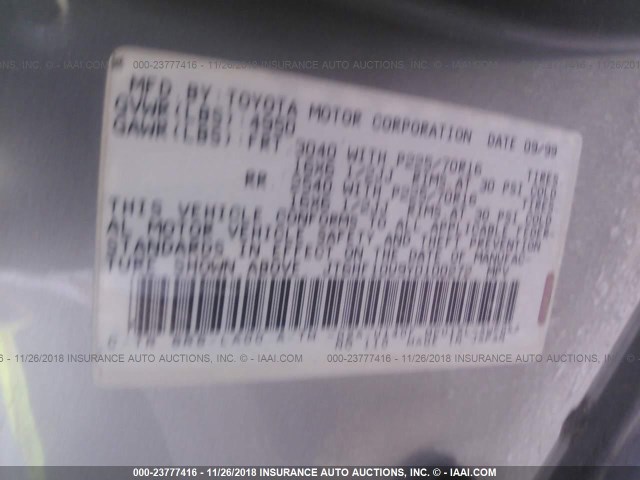 JT6HF10U9Y0100272 - 2000 LEXUS RX 300 BEIGE photo 9