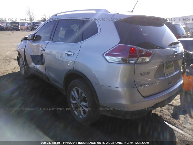 KNMAT2MTXGP710553 - 2016 NISSAN ROGUE S/SL/SV SILVER photo 3