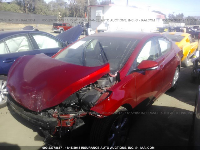 KMHDH4AE2DU865378 - 2013 HYUNDAI ELANTRA GLS/LIMITED RED photo 2