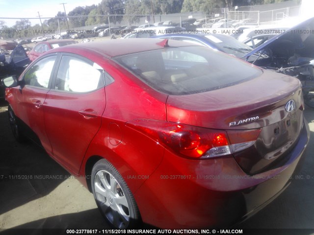 KMHDH4AE2DU865378 - 2013 HYUNDAI ELANTRA GLS/LIMITED RED photo 3