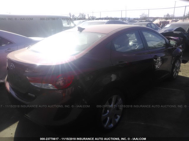 KMHDH4AE2DU865378 - 2013 HYUNDAI ELANTRA GLS/LIMITED RED photo 4