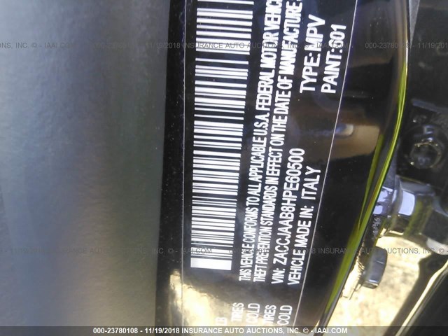 ZACCJAAB8HPE60500 - 2017 JEEP RENEGADE SPORT Սև լուսանկար 9