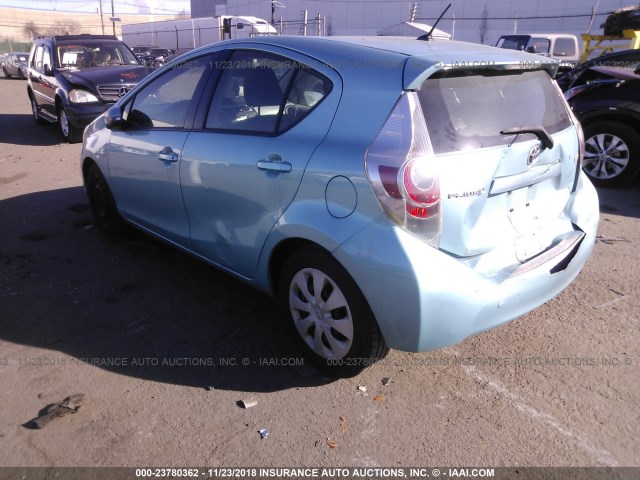 JTDKDTB30C1030930 - 2012 TOYOTA PRIUS C TEAL photo 3