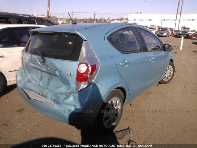 JTDKDTB30C1030930 - 2012 TOYOTA PRIUS C TEAL photo 4