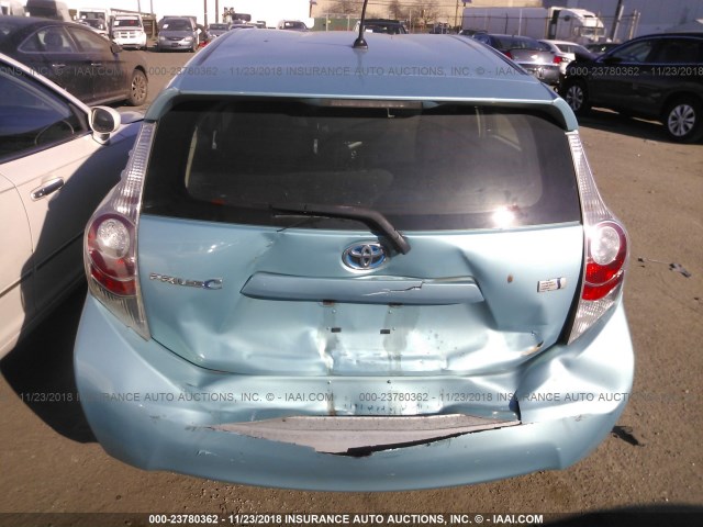 JTDKDTB30C1030930 - 2012 TOYOTA PRIUS C TEAL photo 6