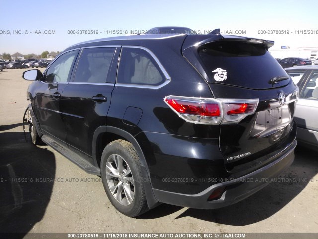 5TDKKRFH6FS082908 - 2015 TOYOTA HIGHLANDER XLE BLACK photo 3