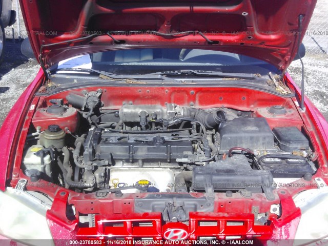 KMHCG45C42U321565 - 2002 HYUNDAI ACCENT GL RED photo 10