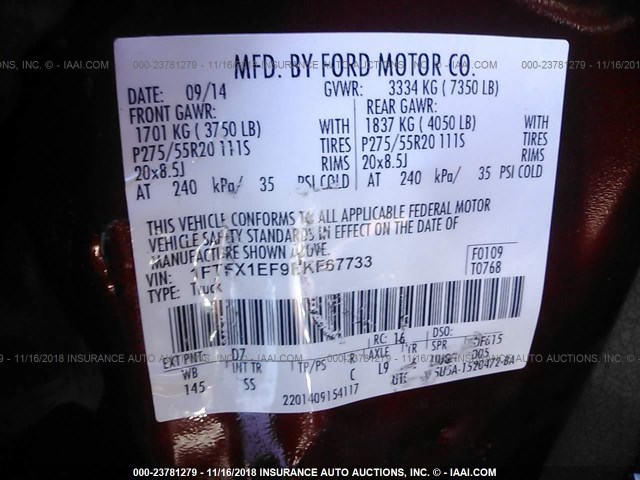 1FTFX1EF9EKF67733 - 2014 FORD F150 SUPER CAB RED photo 9