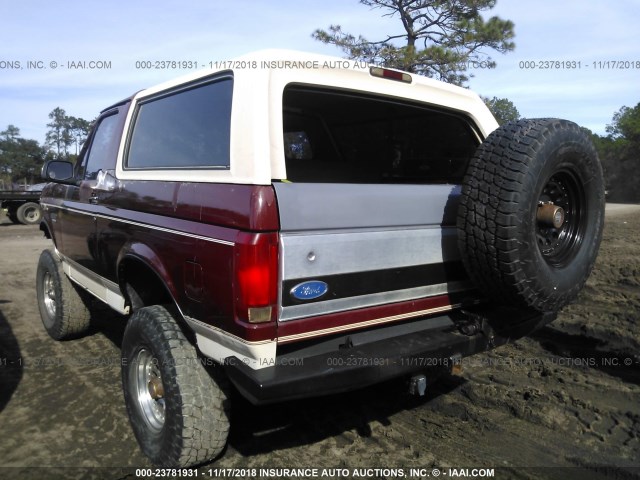 1FMEU15N4PLA20194 - 1993 FORD BRONCO U100 MAROON photo 3