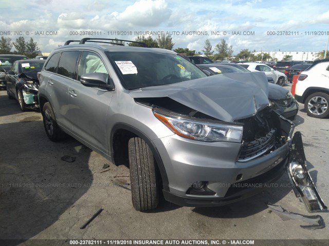 5TDKKRFHXFS066503 - 2015 TOYOTA HIGHLANDER XLE ვერცხლისფერი ფოტო 1